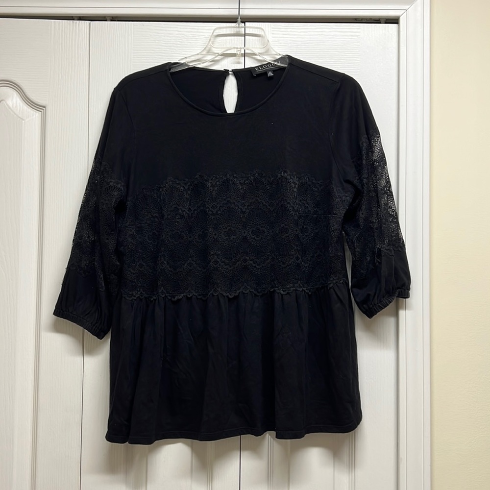Eloquii black top with lace in the middle size 14